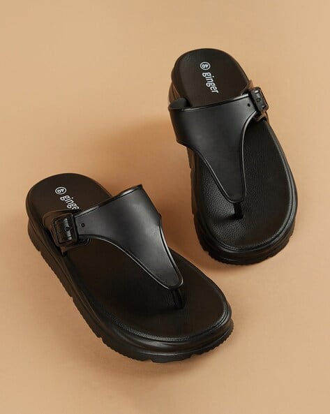 Buy Black Flip Flop Slippers for Women by Ginger by lifestyle