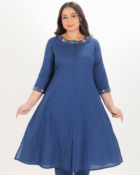 ARAMYA Women Cotton A-line Kurta