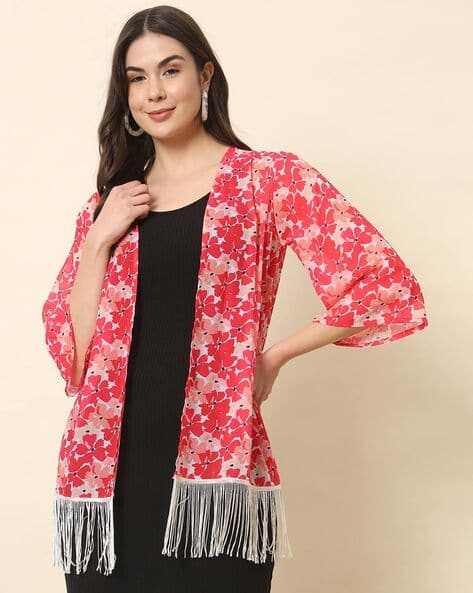 Fyre Rose Women Floral Print Shrug with Full Sleeves