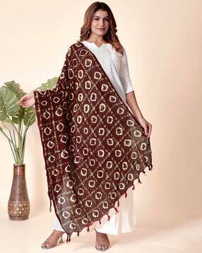 ebadat Women Bandhani Print Dupatta with Tassels-picture-33