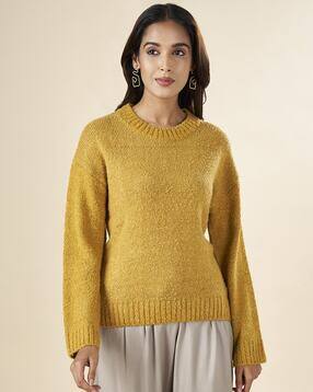 akkriti by pantaloons Women Ribbed Pullover with Round Neck-picture-14