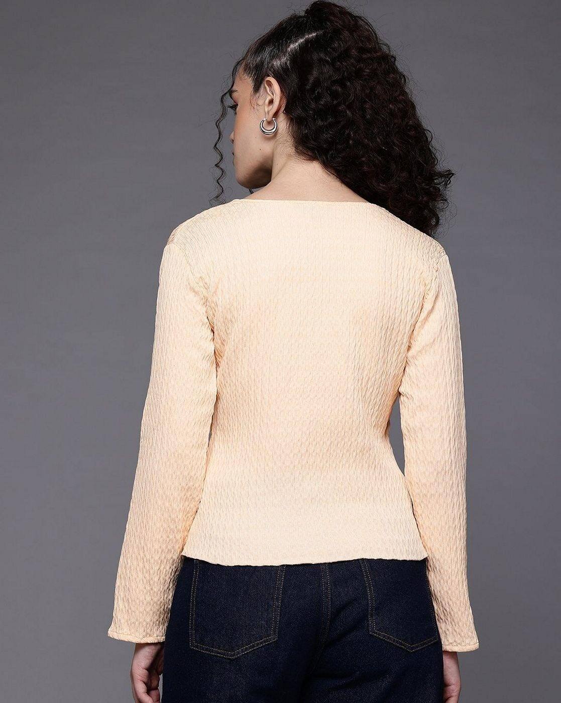 Women Fitted Textured Wrap W, ORANGE, XS