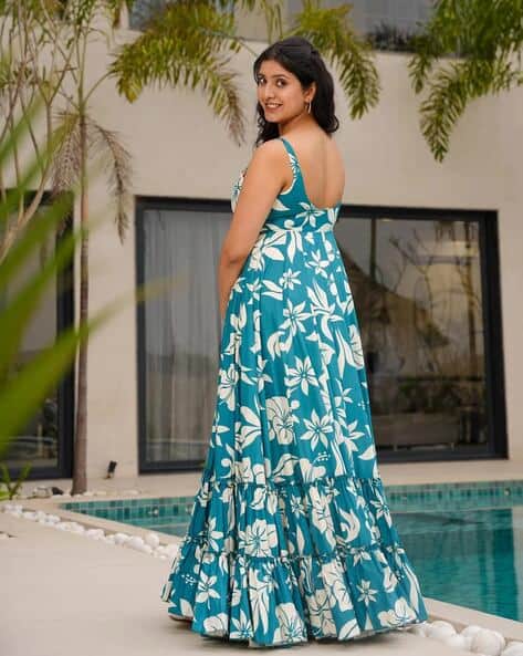 ajio maxi dress Buy MAX Floral Print Tiered Maxi Dress Online