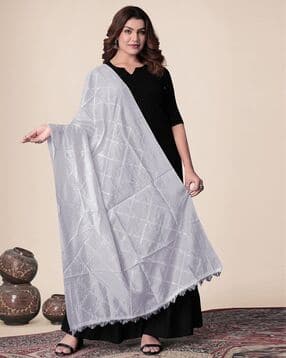 ebadat Women Embellished Dupatta with Fringe Hem-picture-46