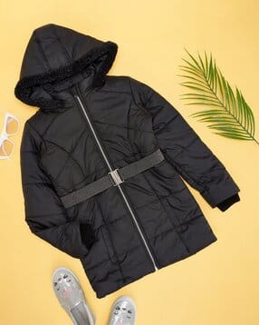 pantaloons junior Girls Quilted Zip-Front Hooded Jacket-picture-42