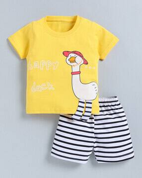 cutopies Graphic Print Shorts Set with Short Sleeves-picture-46