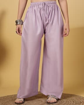 clora creation Women Palazzos with Elasticated Drawstring Waist-picture-42