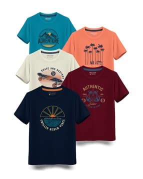 hellcat Pack of 5 Boy Regular Fit Round-Neck T-Shirts-picture-11