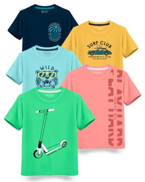 hellcat Pack of 5 Boy Regular Fit Round-Neck T-Shirts-picture-42