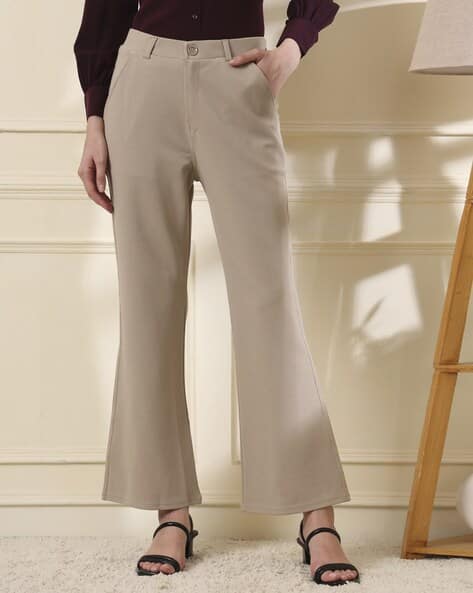 Women Wide-Leg Flat-Front Pants