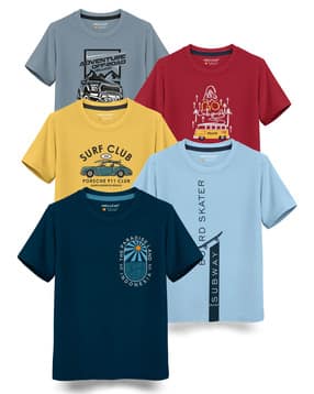hellcat Pack of 5 Boy Regular Fit Round-Neck T-Shirts-picture-39