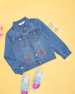 pantaloons junior Girls Embroidered Harrington Jacket with Flap Pockets-picture-22