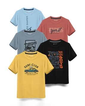 hellcat Pack of 5 Boy Regular Fit Round-Neck T-Shirts-picture-35