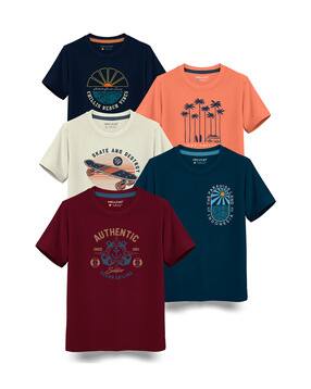 hellcat Pack of 5 Boy Regular Fit Round-Neck T-Shirts-picture-33