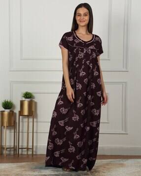 sweet dreams Women Floral Print Nightie with Insert Pocket-picture-48