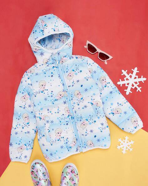 Girls Printed Zip-Front Hooded Jacket