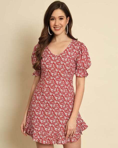 Fyre Rose Women Floral Print A-Line Dress with Balloon Sleeves