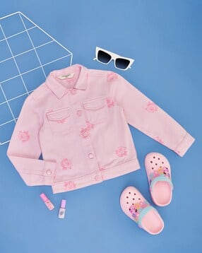 pantaloons junior Girls Floral Print Harrington Jacket with Flap Pockets-picture-44