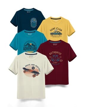hellcat Pack of 5 Boy Regular Fit Round-Neck T-Shirts-picture-26