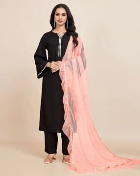 indie picks Women Frills Net Embellished Dupatta-picture-29