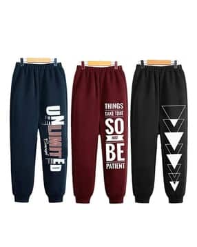 tittom Boys Pack of 3 Typographic Print High Rise Fitted Track Pants-picture-22