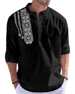 folgen Men Regular Fit Short Kurta with Mandarin Collar-picture-12