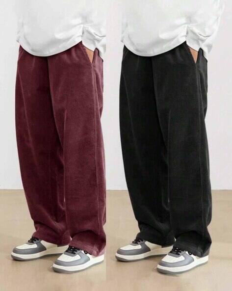 VISIT WEAR Pack Of 2 Men Washed Relaxed Fit Pants with Insert Pockets