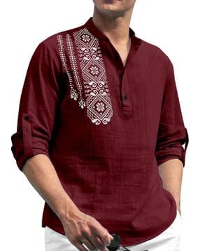 folgen Men Regular Fit Short Kurta with Mandarin Collar-picture-16