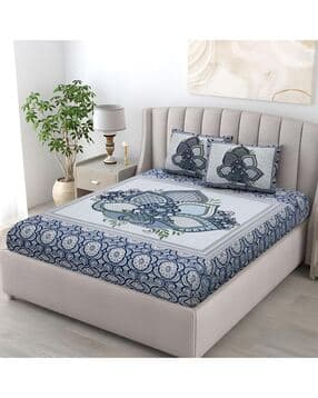 bombay spreads Floral Print King Size Bedsheet with 2 Pillow Covers-picture-15