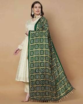 akshadeep Women Bandhani Print Dupatta with Tassels-picture-36
