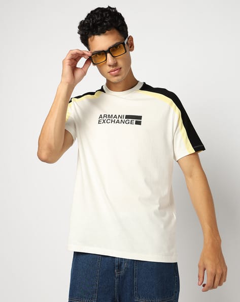 Men Brand Print Relaxed Fit Cotton Crew-Neck T-Shirt