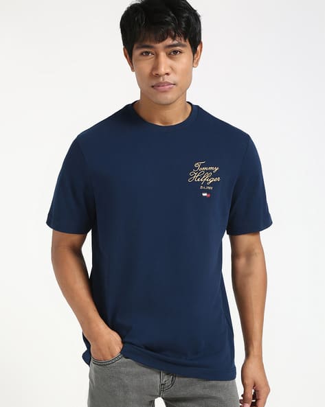 TOMMY HILFIGER Men Logo Regular Fit Crew- Neck T-Shirt