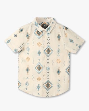 Boys All-Over Print Regular Fit Cotton Shirt