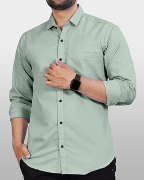 Men Regular Fit Spread-Collar Shirt-image-47