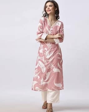 revangi Women Printed V-Neck Straight Kurti-picture-19
