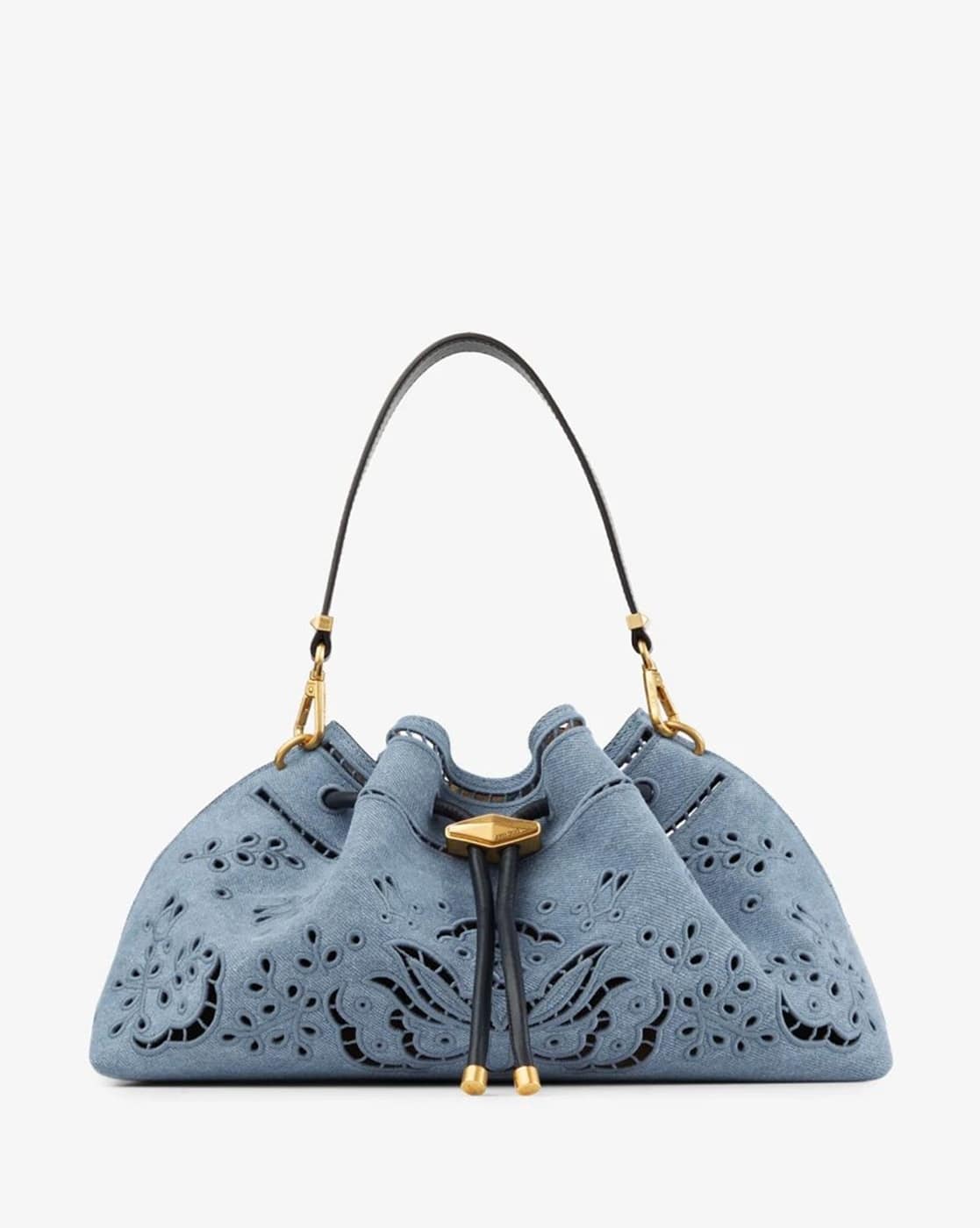 Buy Jimmy Choo Sangallo Embroidered Cinch Medium Denim Shoulder