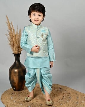 pixie n prince Boys Embroidery Kurta Dhoti Set-picture-23