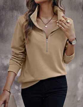 fyre rose Women Regular Fit Sweatshirt with Half-Zip Closure -picture-11
