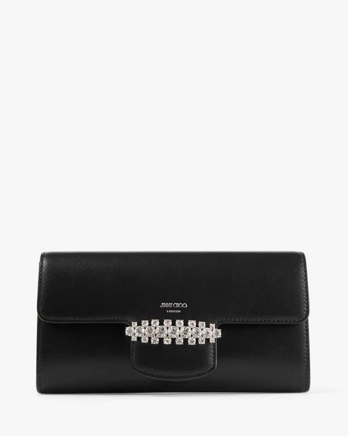 Buy Jimmy Choo Bing Crystal Embellished Wallet-On-Chain | Black