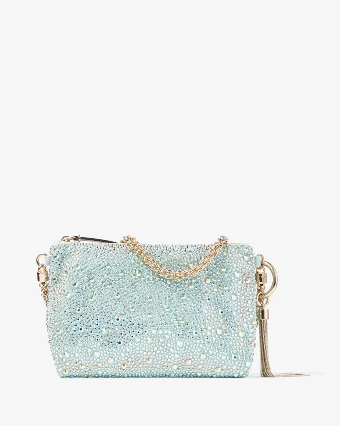 Beach パーティーバッグ 水色スエード Choo Jimmy Diamond Bag Shoulder Raffia Ecru and Blue Ocean | Large Hobo バッグ