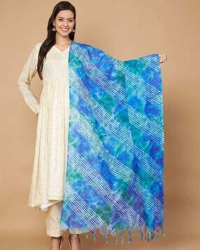 akshadeep Women Leheriya Dupatta with Tassels-picture-35