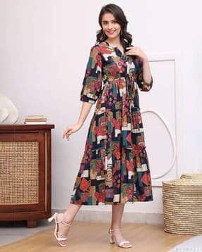 revangi Women Abstract Print Fit & Flared Dress-picture-32