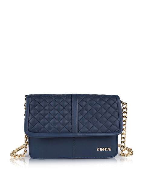 cimoni Men Quilted Messenger Sling Bag with Chain Strap