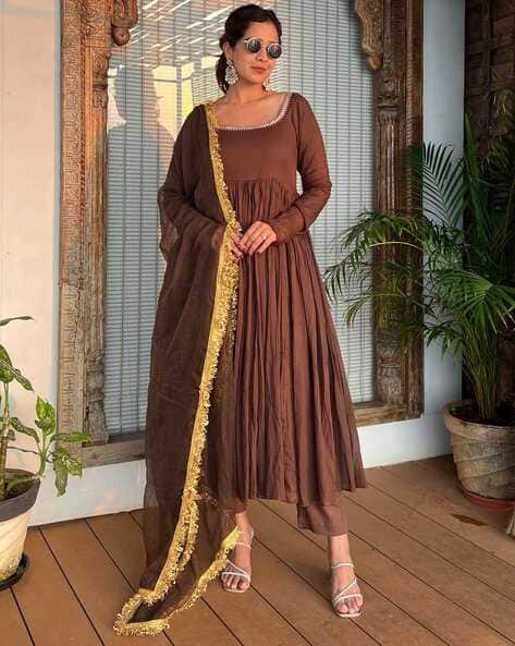 Buy Brown Kurta Suit Sets for Women by SVARAA Online