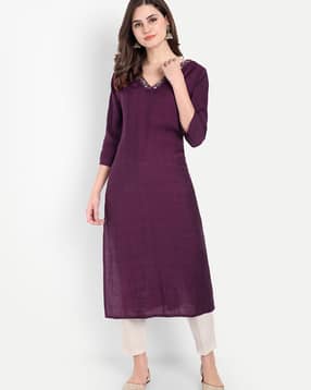 4u fashion Women Straight Kurta with 3/4th Sleeves-picture-38