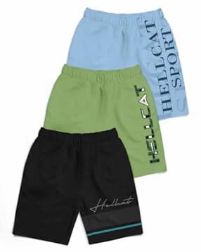 hellcat Pack of 3 Boys Typographic Print Regular Fit Shorts-picture-30