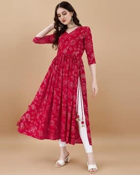 textile now Women Bandhani Print Flared Kurta-picture-38
