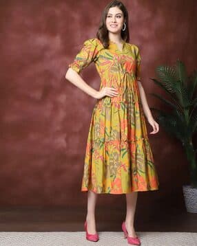 Women Floral Print Fit & Flared Dress-image-47