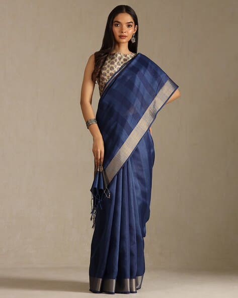 Women Tussar Saree with Zari Border