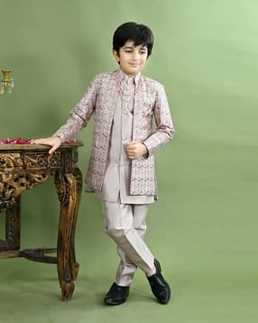 pixie n prince Boys Embroidered Sherwani Set-picture-19